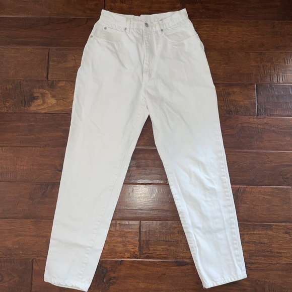 Vintage Jordache Jeans White Cotton Denim High‎ Waist Mom Jeans Juniors Size 12 - Picture 1 of 6